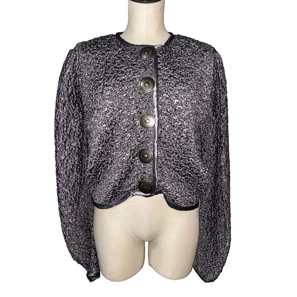 Double D Ranch Women’s Satin Crinkled Jacket size M Silver Western Cowgirl - Picture 1 of 9